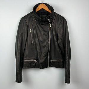 All Saints limited edition black 100% sheep leather motorcycle jacket size 6
